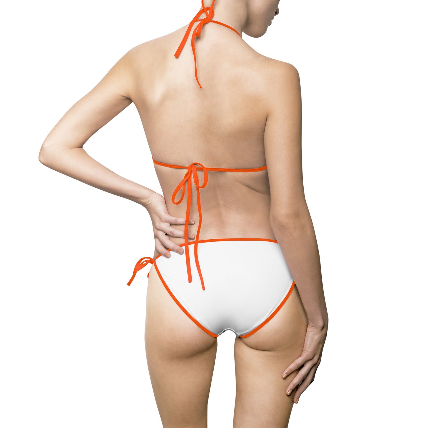 White Triangle Bikini with Violet Starburst Accent — Women's Tie-Side Swimwear